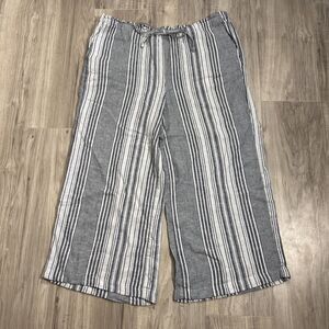 Time And Tru Blue And White Striped Linen Wide Leg Pants Size Large 12-14